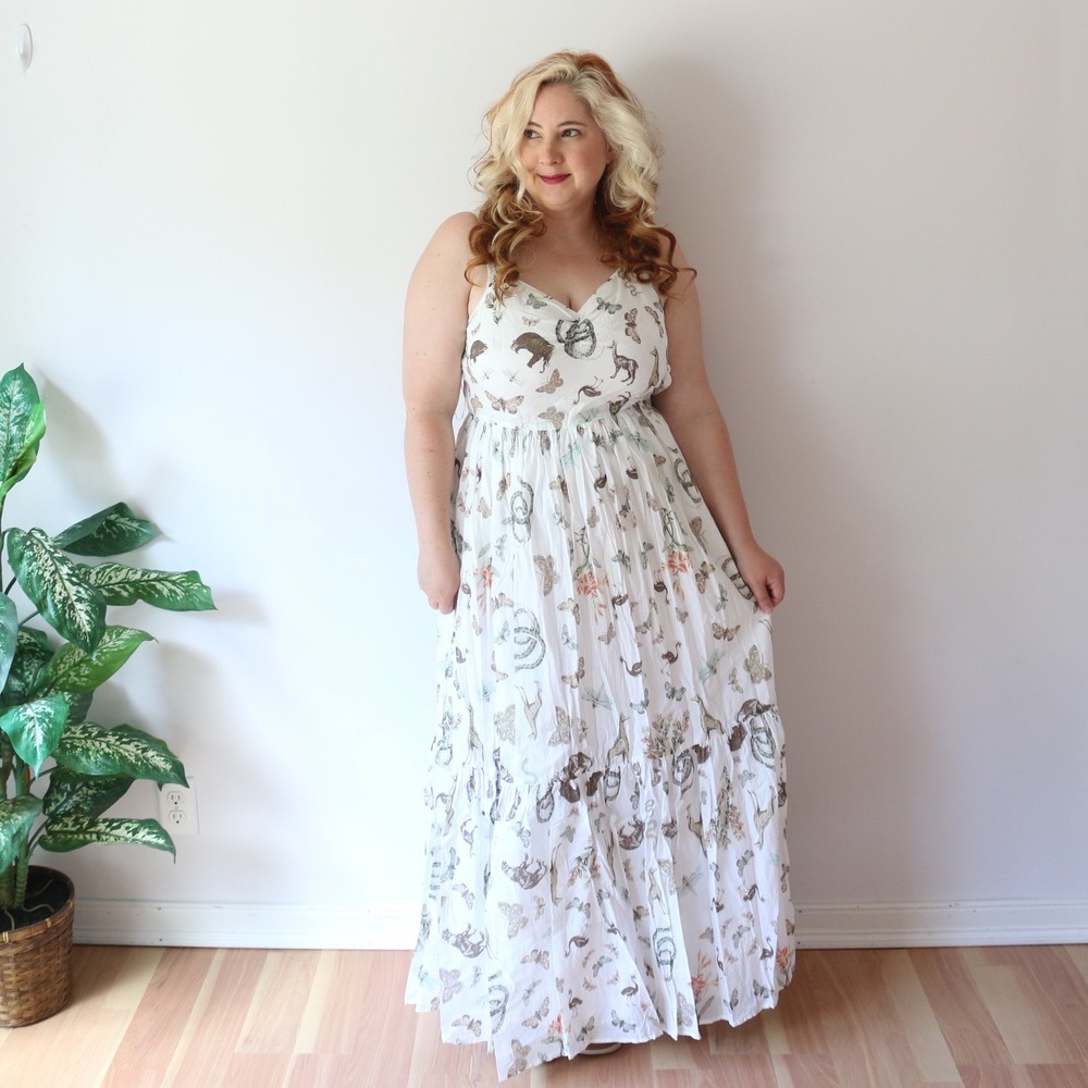 ModCloth Maxi Dress In Your Nature Animal Butterfly Novelty Print Pockets